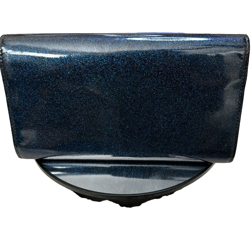 YSL Patent Leather Blue Glitter Wallet