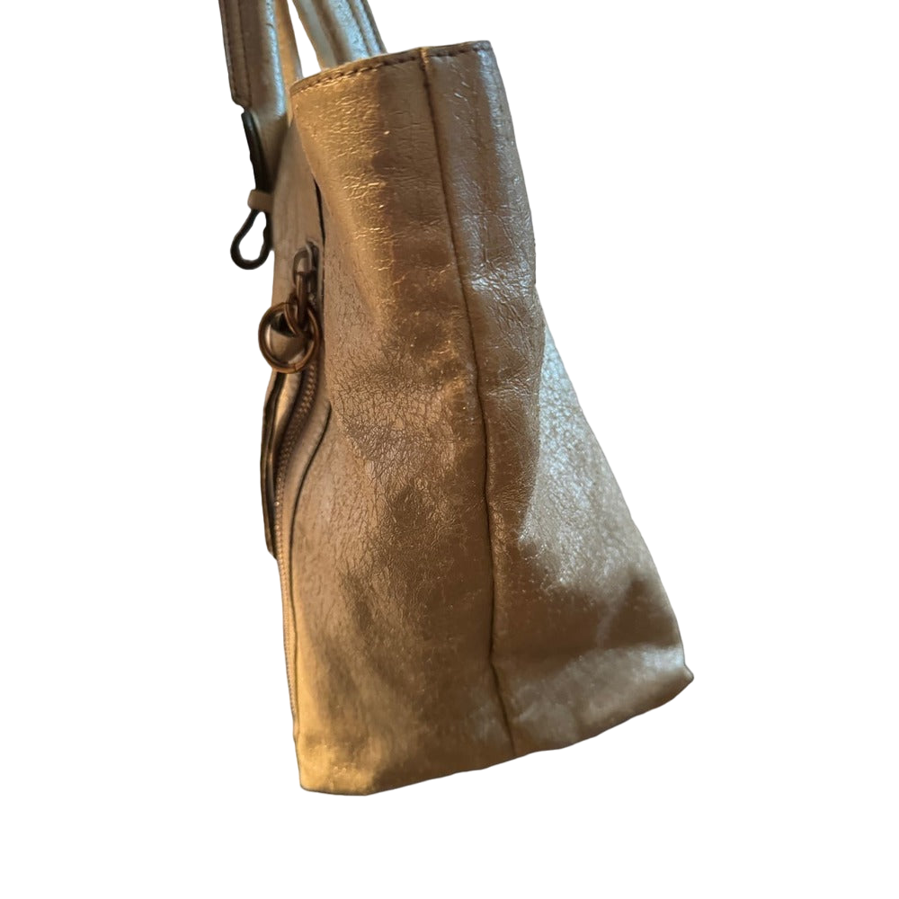 Chloe Distressed Gold Leather Tote